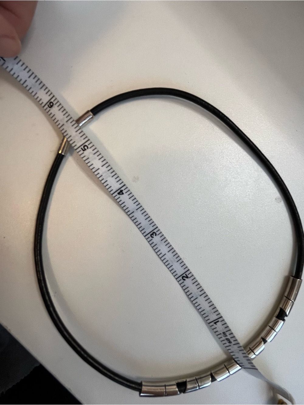 VINTAGE TAXCO MEXICO 925 STERLING SILVER Goth Black Leather Choker NECKLACE - Picture 3 of 5